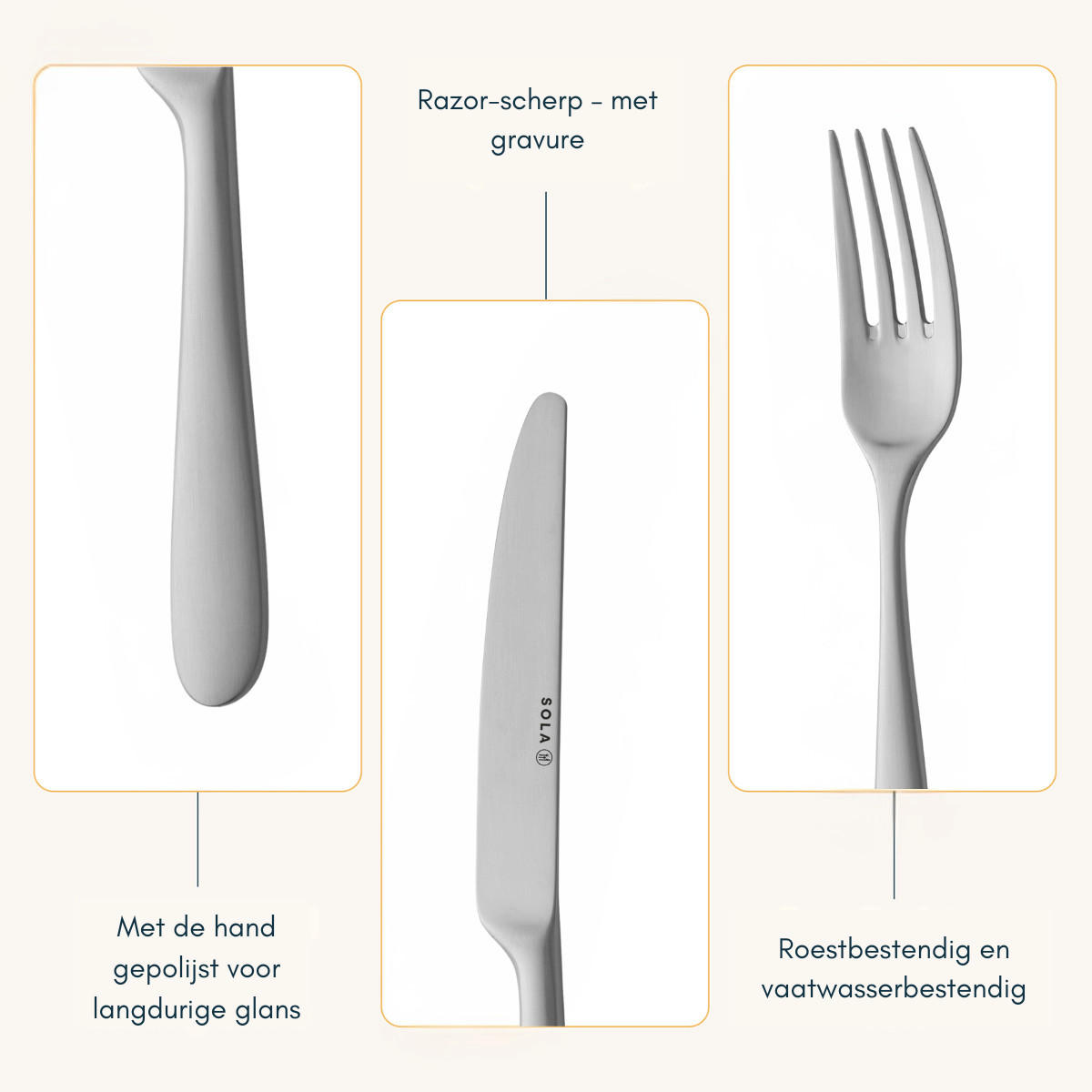 BESTECKSET Nordica MAT - 18/10 Edelstahl - 50-teilig / 6 Personen - Silberfarben, Metall - Sola