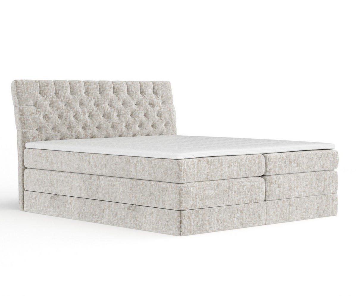 BOXSPRINGBETT Seraphine Beige 140/200 cm - Beige/Schwarz, Holz/Holzwerkstoff (140/200cm) - Maison de Reve
