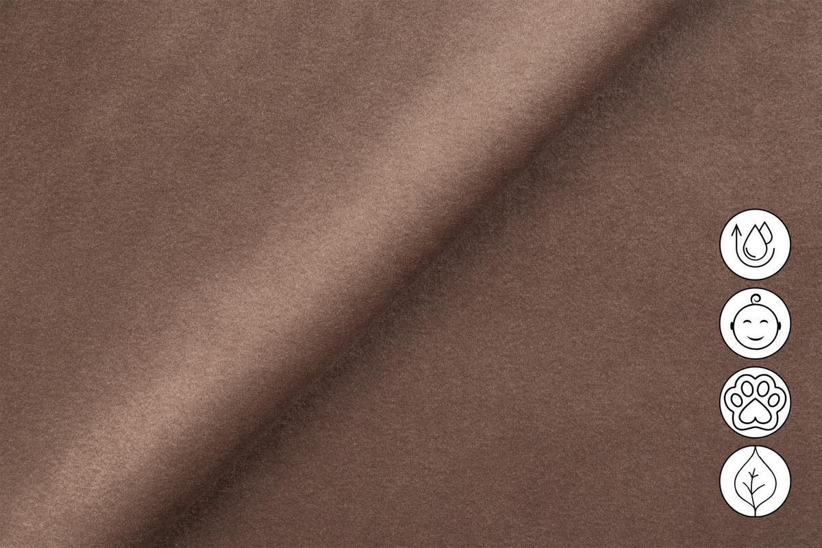 ECKSOFA FIERO 4-Sitzer LINKS, Brauner Veloursstoff - Schwarz/Braun, Holz/Textil (288/170cm) - Courtois Laville