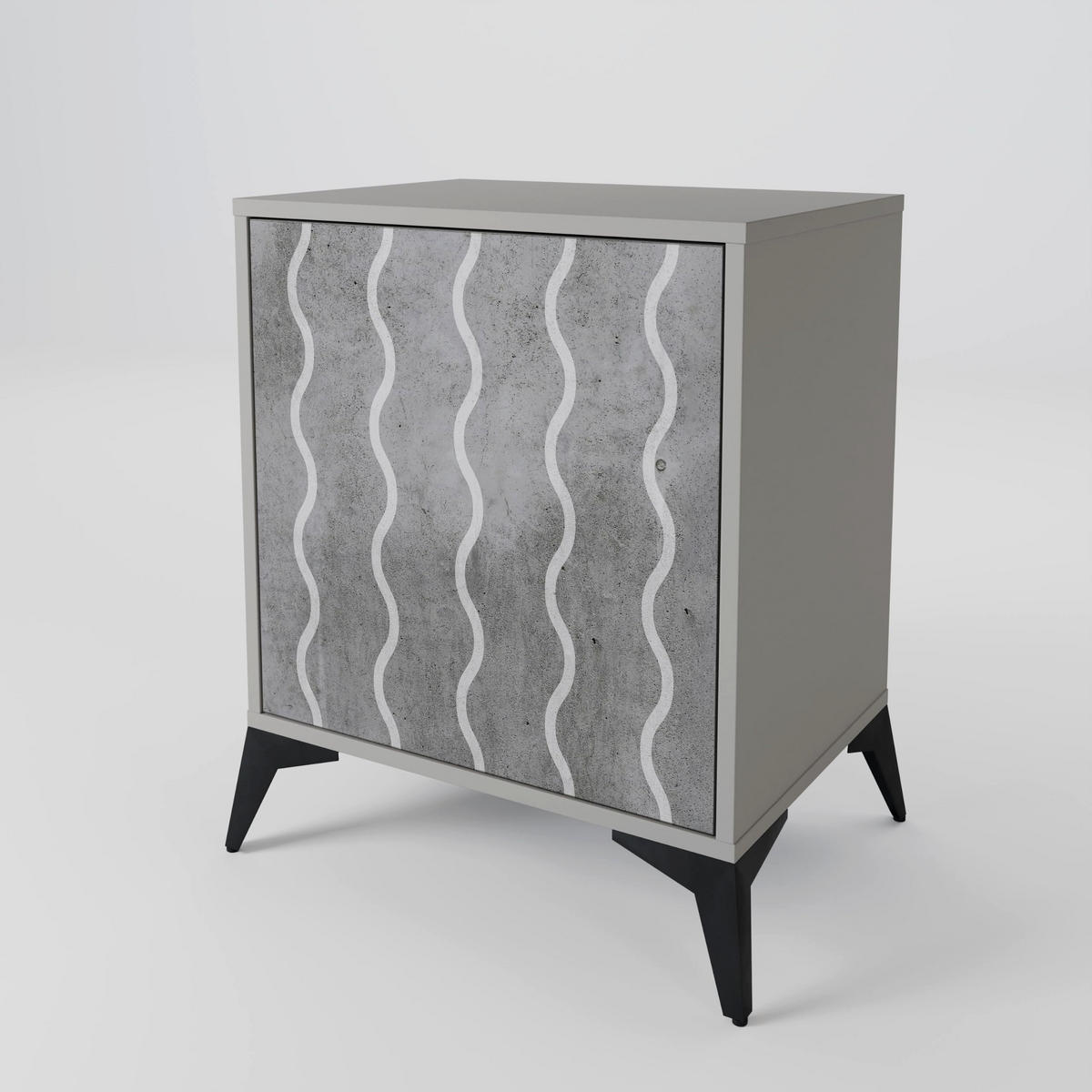 SIDEBOARD WAVES OF CONCRETE, Grau, 57,5x42x57,5 cm, Ohne Füße - Multicolor/Grau, Holzwerkstoff (57.5/57.5/42cm) - SpaceRebels