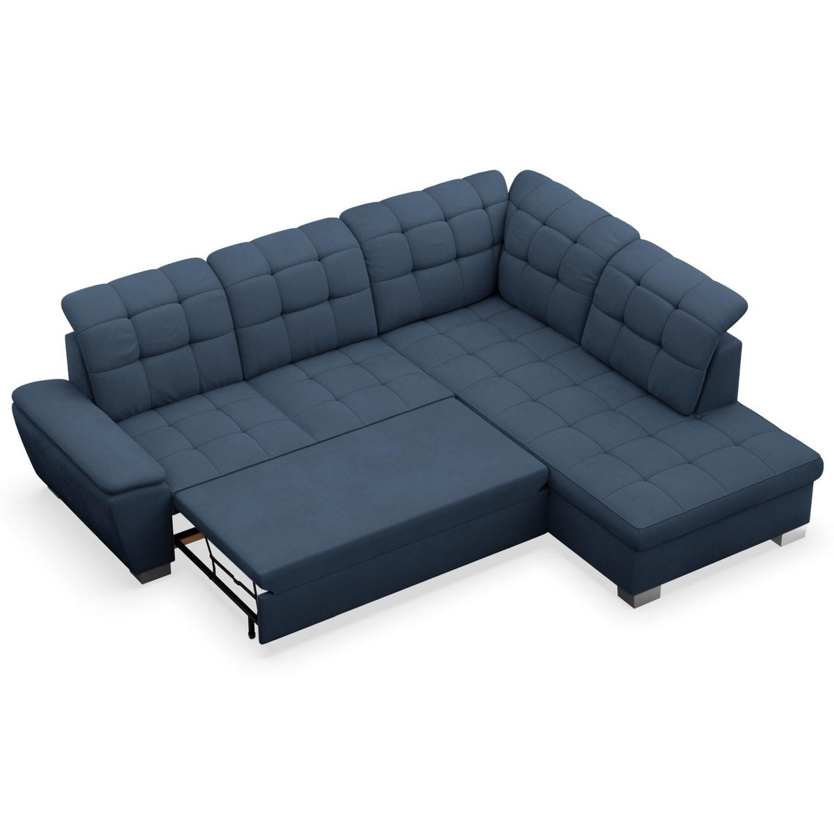 ECKSOFA Jamaal Marineblau rechtsseitig - Schwarz/Dunkelblau, Textil (258/212cm) - Selsey