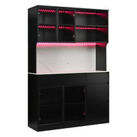 BUFFET DE-37518 120/40/180 cm mit LED-Beleuchtung Schwarz - Schwarz, Holzwerkstoff (120/180/40cm) - ComfortXL