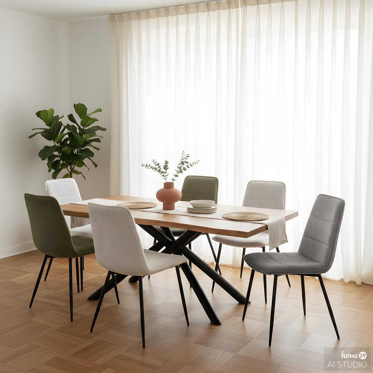 ESSTISCH - Schwarz/Akaziefarben, Holz/Metall (100/220/76cm) - home24