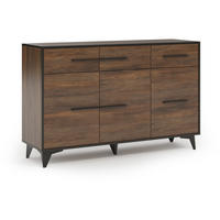 KOMMODE Felia mit 3 Schubladen und 3 Türen - Walnussfarben/Schwarz, Holzwerkstoff (135/95/40cm) - Beautysofa