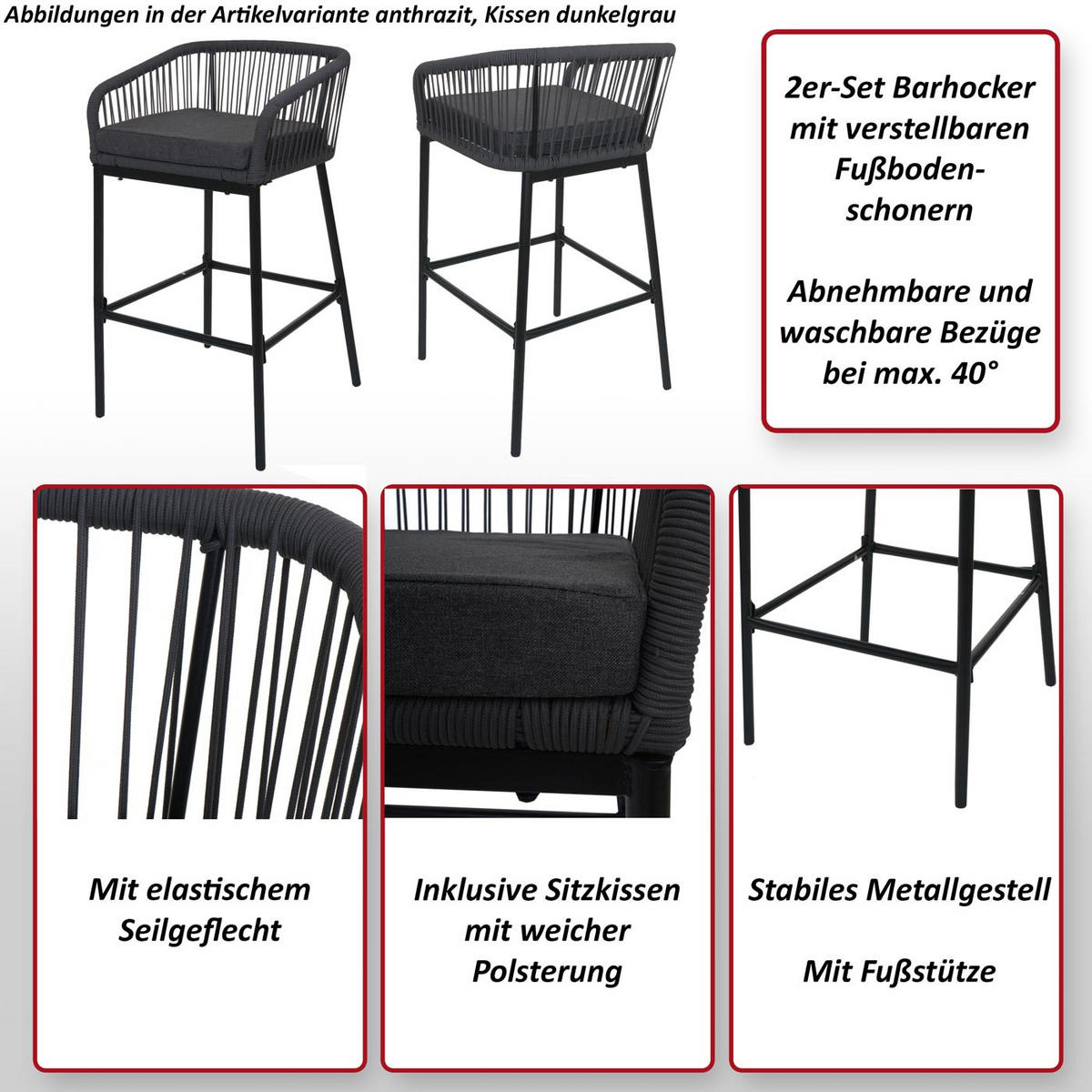 BARSKI STOL Anthracit, Taupe - antracit/sivorjava, kovina (51/92/53cm) - MCW