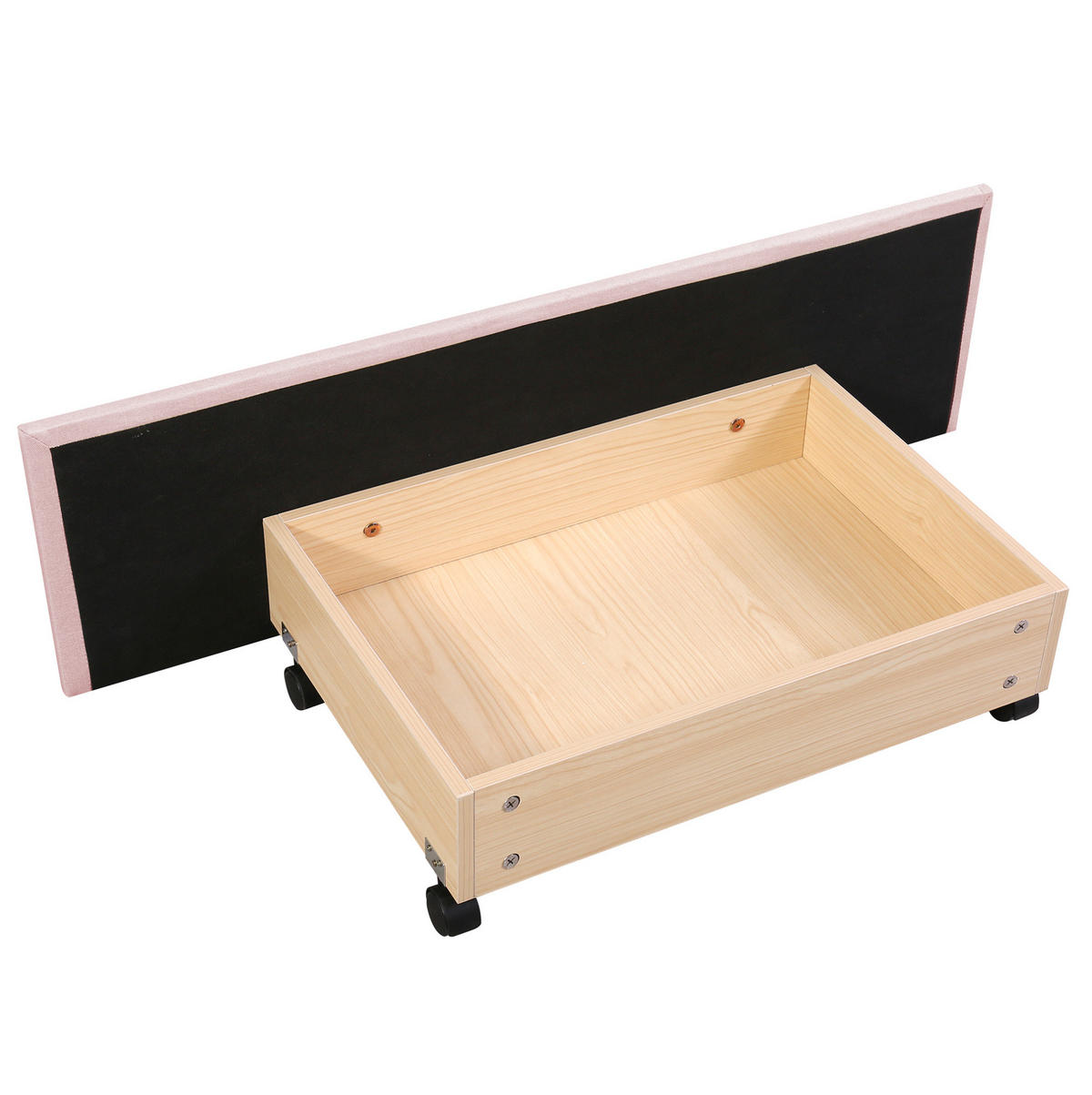 POLSTERBETT 90/200 cm aus Holz mit LED-Beleuchtung und 2 Schubladen Rosa - Pink, Textil (90/200cm) - Modenvie
