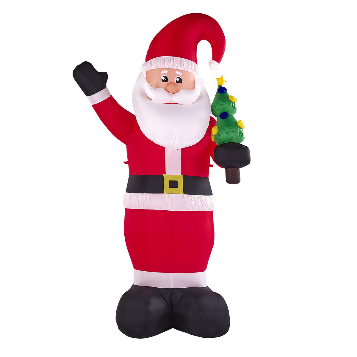 AUFBLASBARE Gartendekoration LED 225 cm Weihnachtsmann Rot Ivalo - Rot/Schwarz, Textil (120/225/75cm) - Beliani