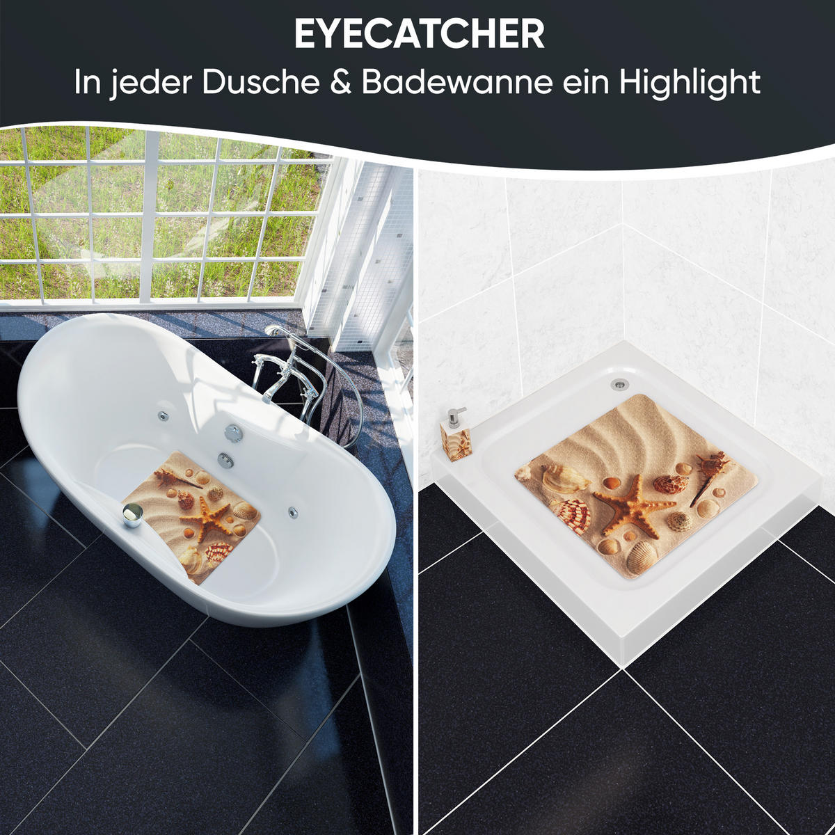 BADEMATTE Sanibel - Beige, Kunststoff (53/53cm) - Sanilo