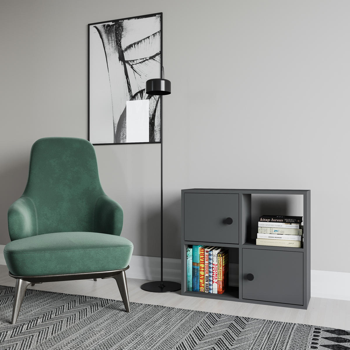 BÜCHERREGAL Tuttle Anthrazit - Dunkelgrau, Holzwerkstoff (25/63.2/72cm) - Decorotika