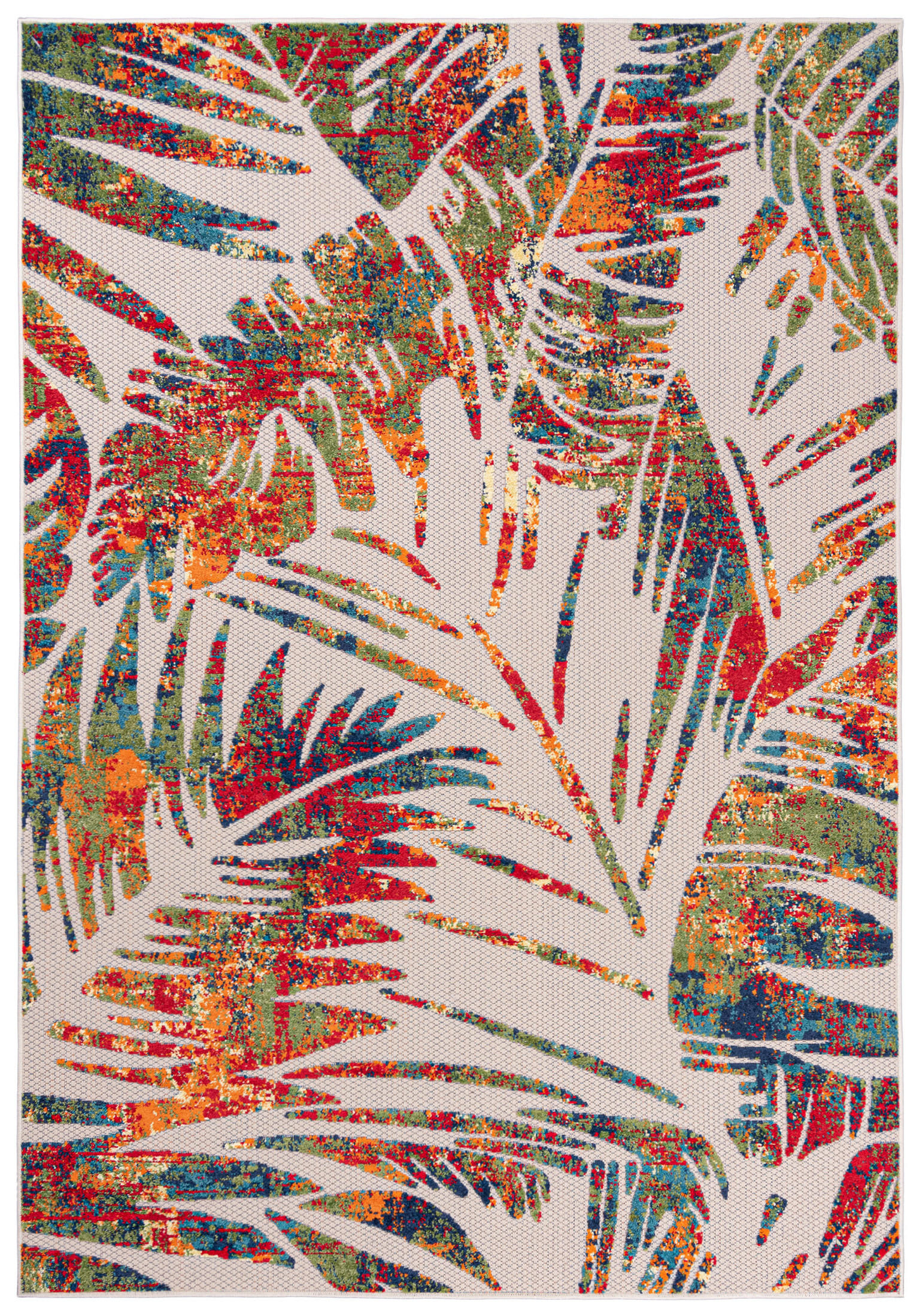TEPPICH Outdoor Bunte Pflanzlich Kurzflor Rechteckig Boho - 140x200 cm - Orange, Textil (140/200cm) - Mazovia