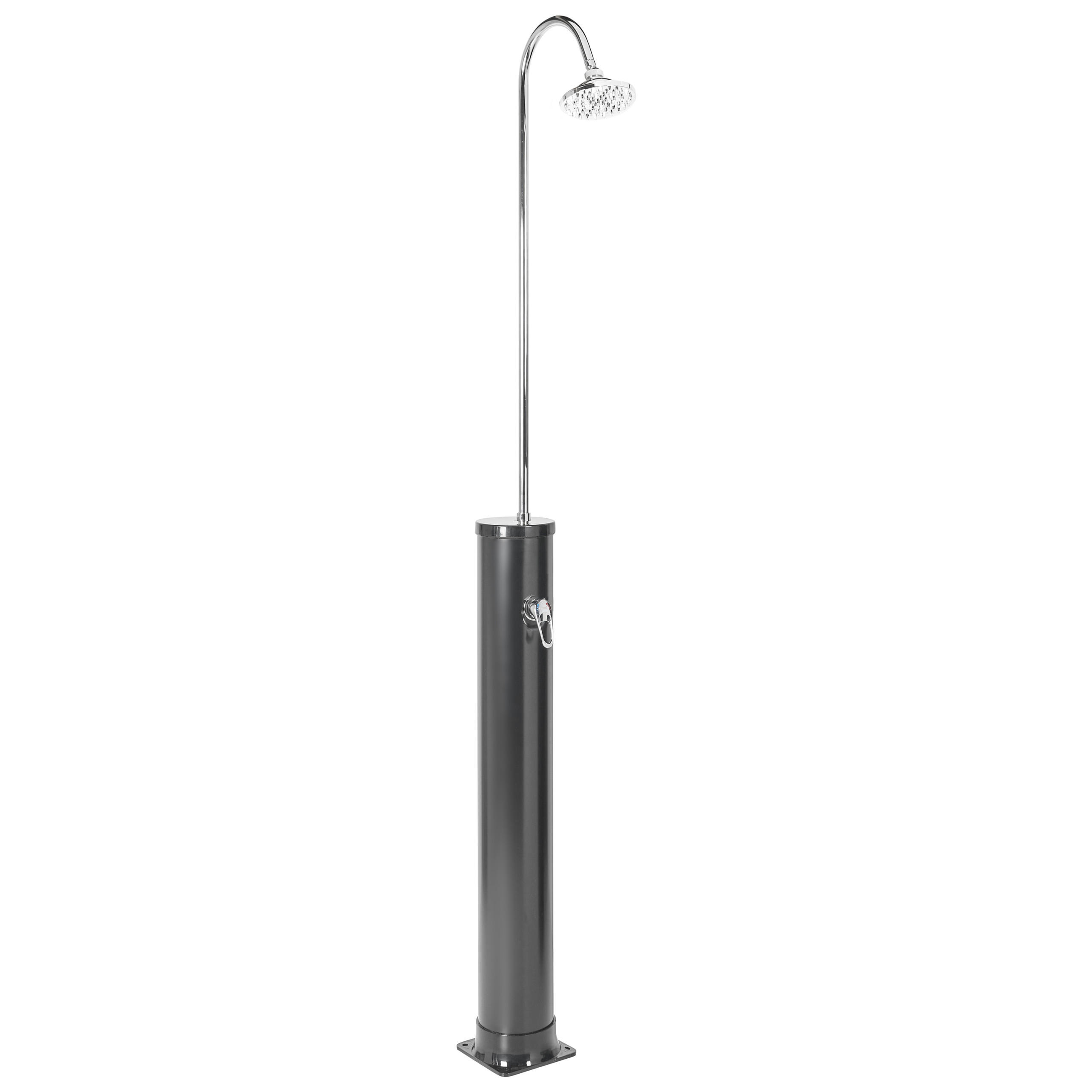 FREISTEHENDE solarbetriebene Gartendusche Schwarz Juanillo - Silberfarben/Schwarz, Kunststoff (20/214/20cm) - Beliani