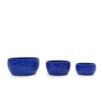 BLUMENTOPF Keramikpflanztopf-Set handgemacht & atmungsaktiver Tonware - Blau, Keramik (38/19cm)