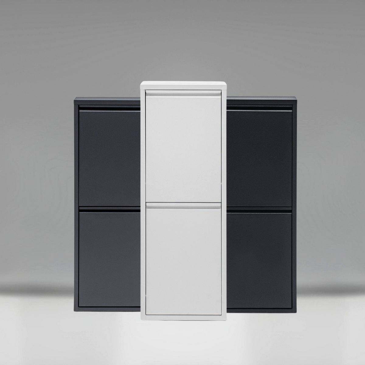 MÜLLEIMER 2 Fach Weiß Mülltrennsystem aus Metall - Weiß, Metall (33/92/25cm) - Gowoll