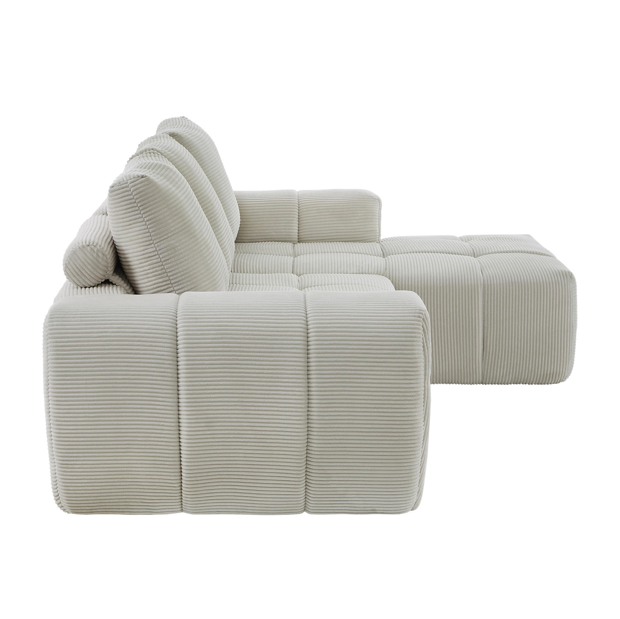ECKSOFA mit segmentiertem Design, abnehmbaren Kissen und ohne Montage, Beige - Beige, Textil (255/162cm) - Redom