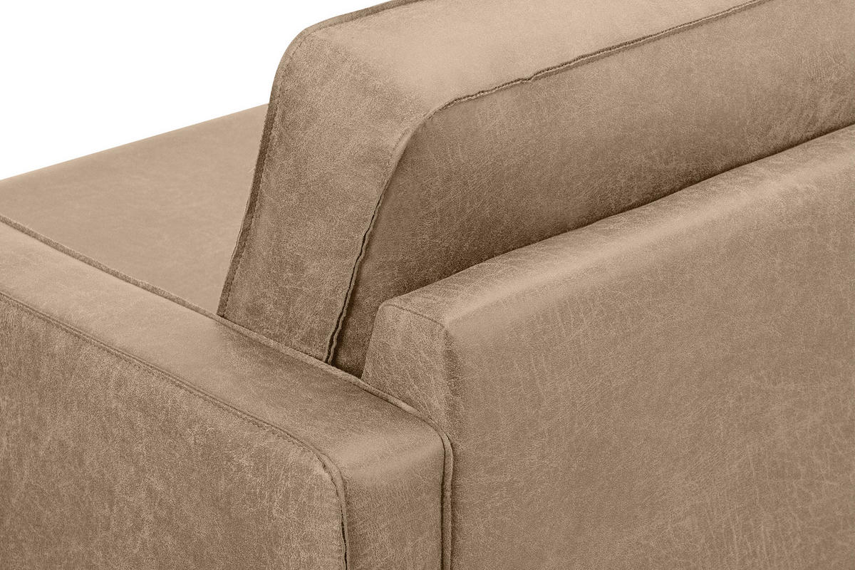 2-SITZER-SOFA INVIA Klassische-Stil mit Armlehnen, Lederoptik-Stoff, beige - Beige/Schwarz, Textil (164/87/98cm) - KONSIMO®