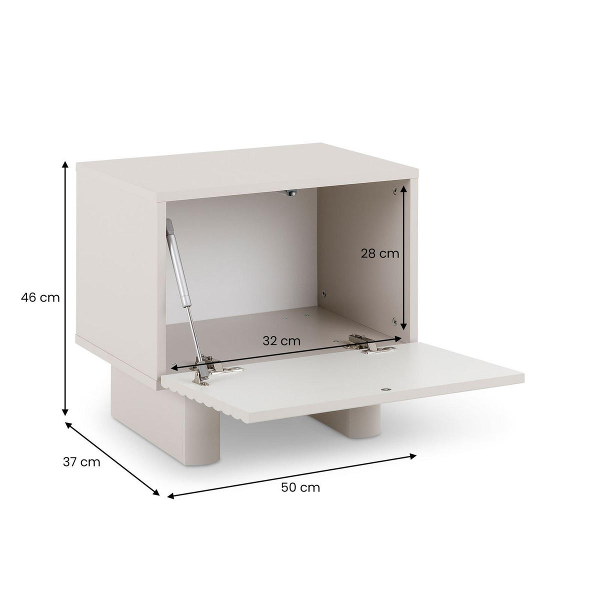NACHTTISCH TURKU - Kaschmir, Holzwerkstoff (50/46/37cm) - IDIMEX