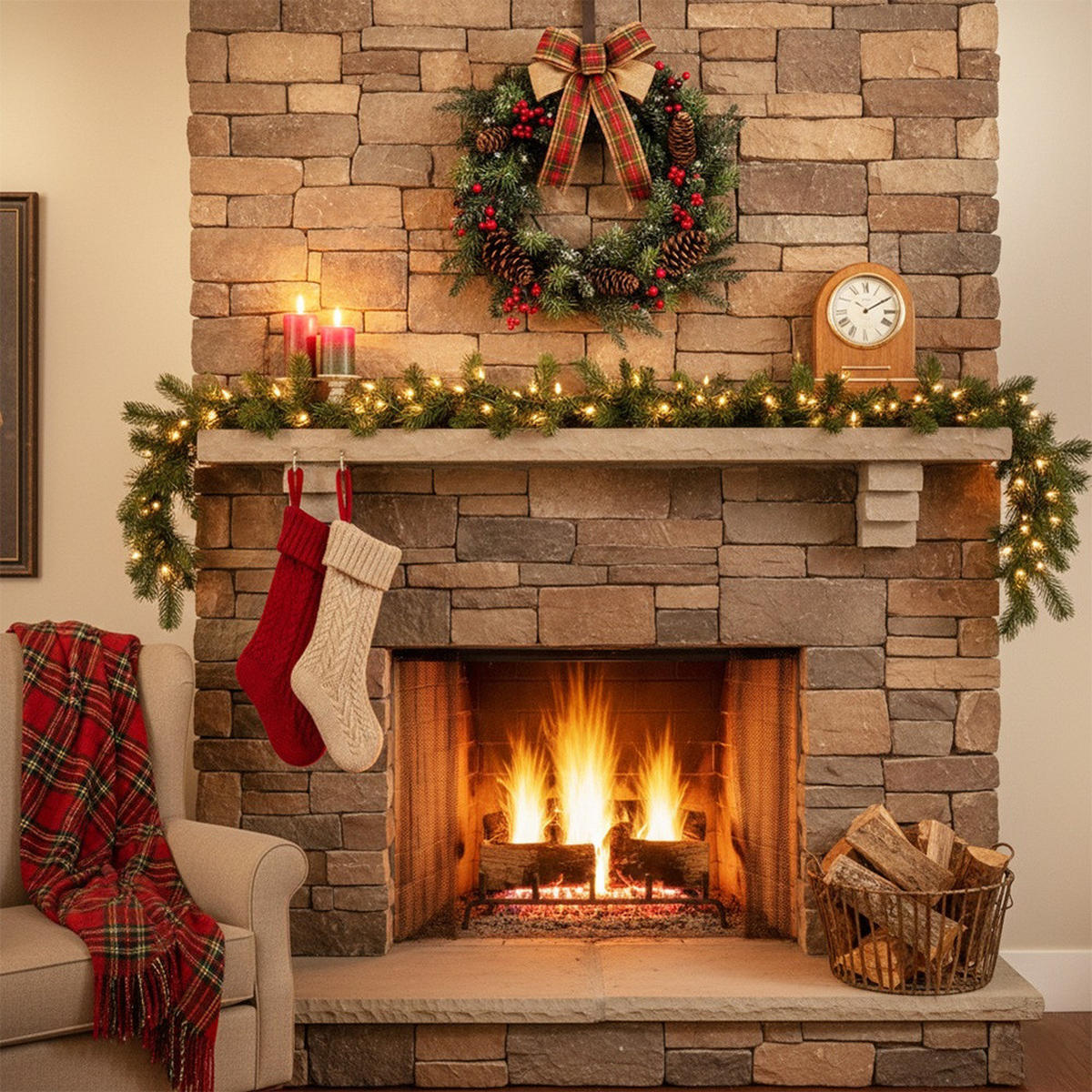 WEIHNACHTSKRANZ mit Zapfen - Grün, Kunststoff (45/13.5cm) - Home Styling Collection
