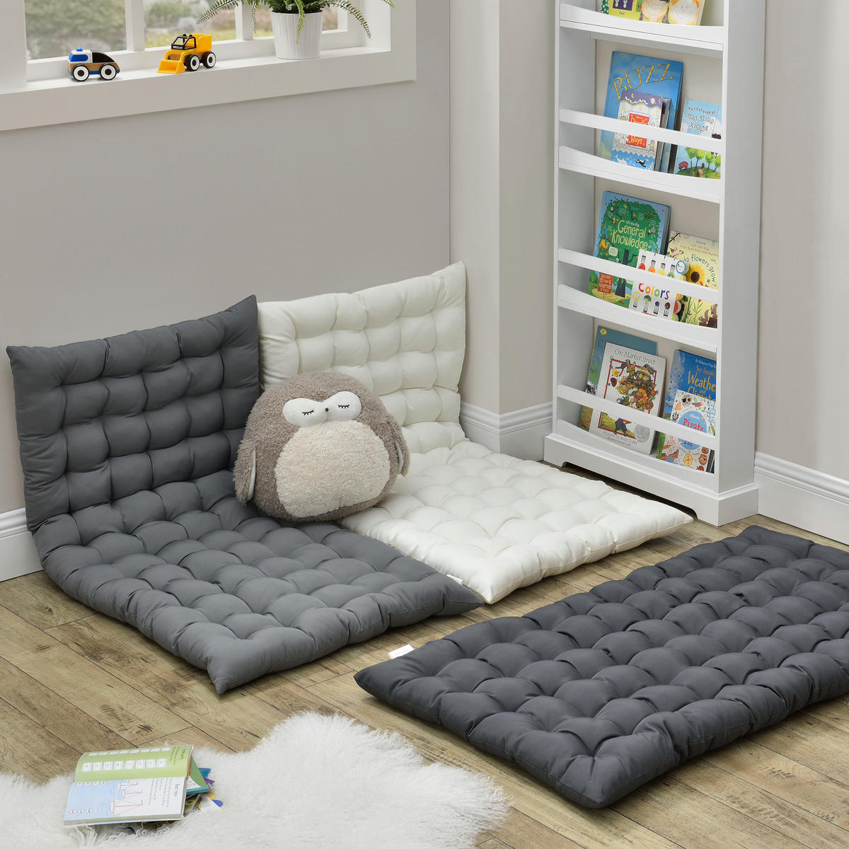 BODENKISSEN Espoo - Hellgrau, Textil (60/120/5cm) - [en.casa]