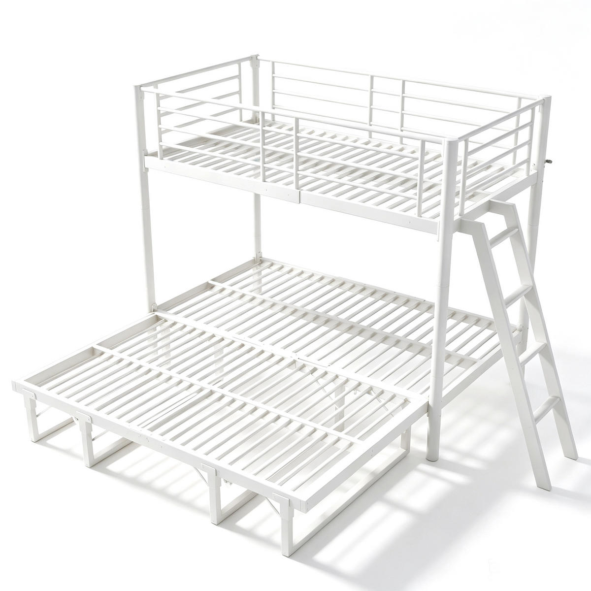 ETAGENBETT 90/200 cm mit Ausziehbett, DE-41598, in Weiß - Weiß, Metall (90/200cm) - ComfortXL