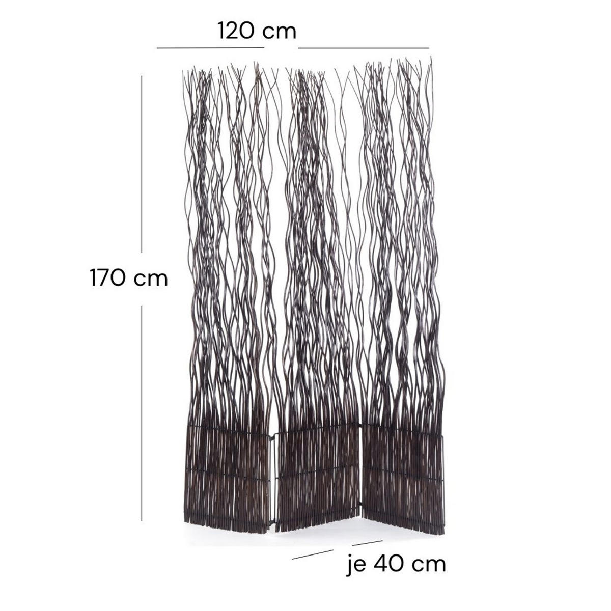 PARAVENT Wave 3 Weidenzweige braun - Braun, Naturmaterialien (120/170/6cm) - DESIGN DELIGHTS