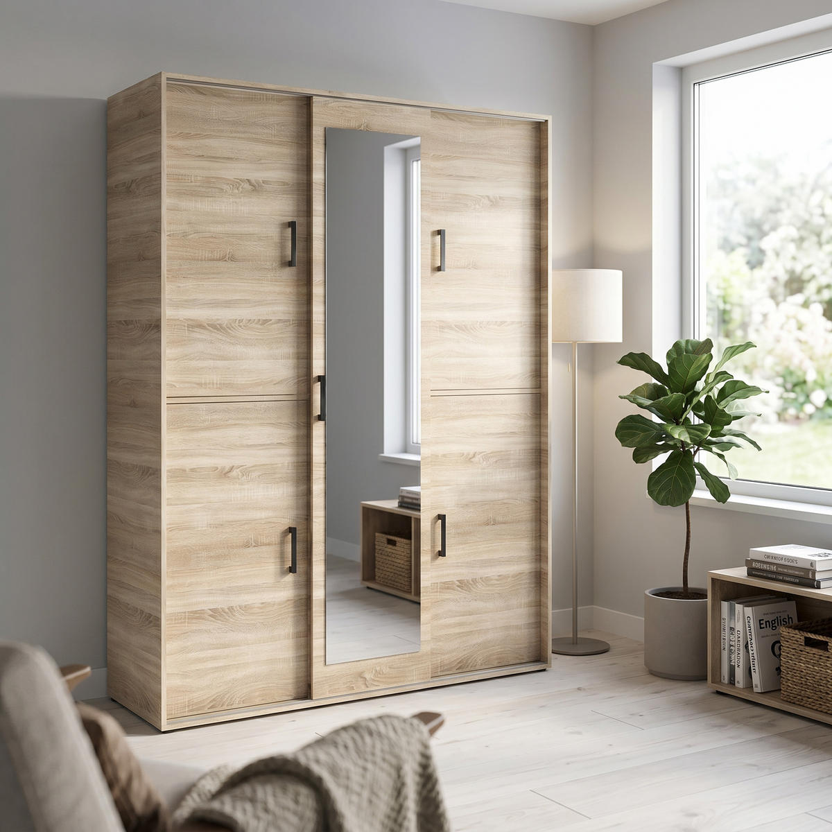GARDEROBENSCHRANK BENVENO 150/21040 Modern Garderobenschrank Sonoma Eiche - Sonoma Eiche, Holzwerkstoff (150/210/40cm) - MASSENO