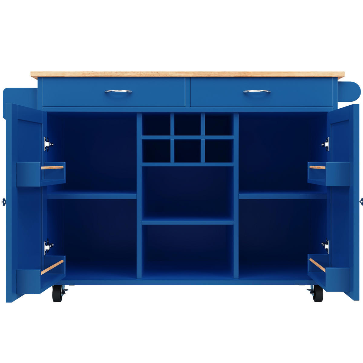 KÜCHENINSEL 102/45/92 cm aus MDF und Metall mit Rollen und flexiblem Stauraum Blau - Blau, Holzwerkstoff (102/92/45cm) - Modenvie