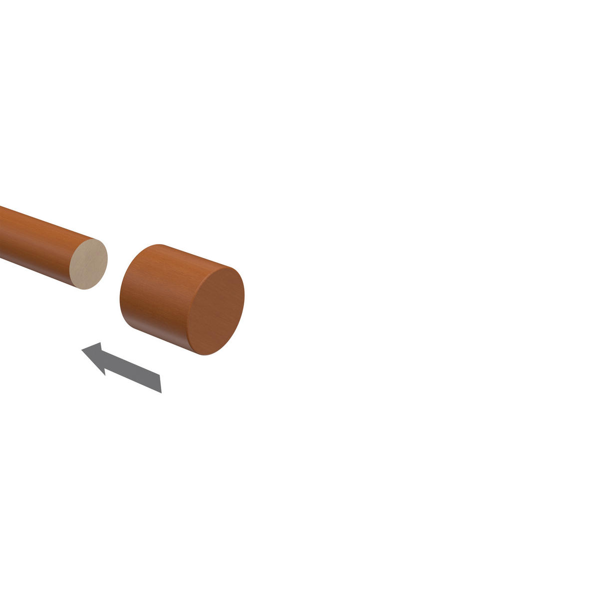 ENDSTÜCKE FÜR GARDINENSTANGEN 16 mm Ø, Pin Kirschbaum, Packung 2 Stück - Kirschbaumfarben, Holz (2.5/2.5/2.5cm) - INTERDECO