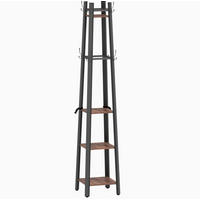 STANDGARDEROBE mit 8 Haken und 4 Ablagen, Industrial-Look, 34,8/34,8/179 cm - Braun, Holz (34.8/179/34.8cm) - BEAOK
