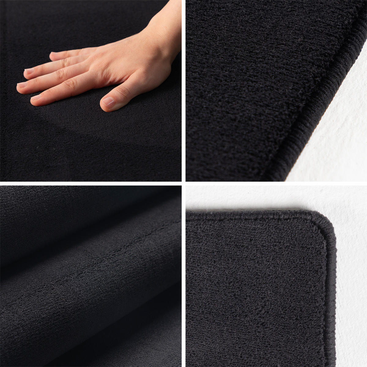 TEPPICH Kurzflor Uni-Farbe Microfaser Antirutsch Wohnzimmer waschbar Schwarz Rechteckig 200x290 - Schwarz, Textil (200/290cm) - KADIMA DESIGN
