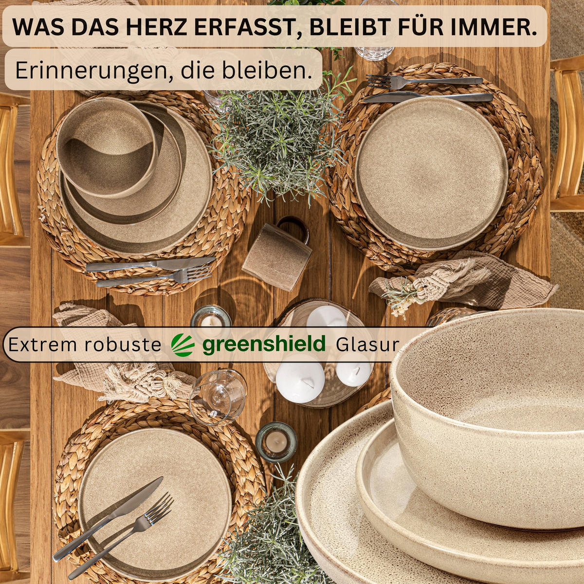 TAFELSERVICE KAIRO MOCHA - 24 teilig aus Steingut - Beige, Keramik (70/30/70cm) - Sänger