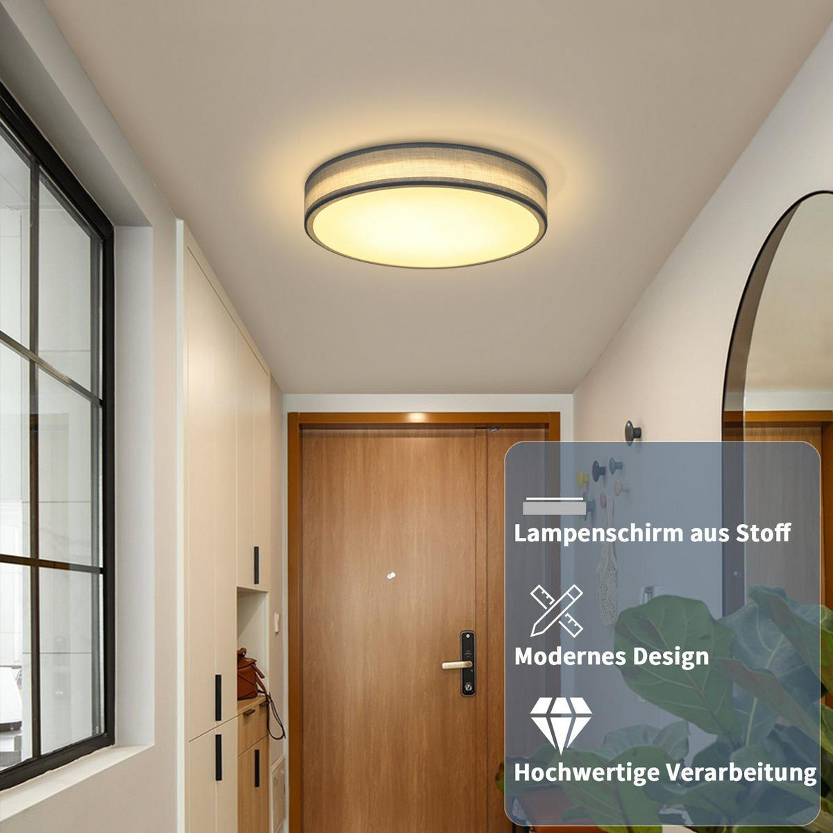 LED-DECKENLEUCHTE Alvira 30/30/6 cm - Grün, Textil (30/30/6cm) - Nettlife