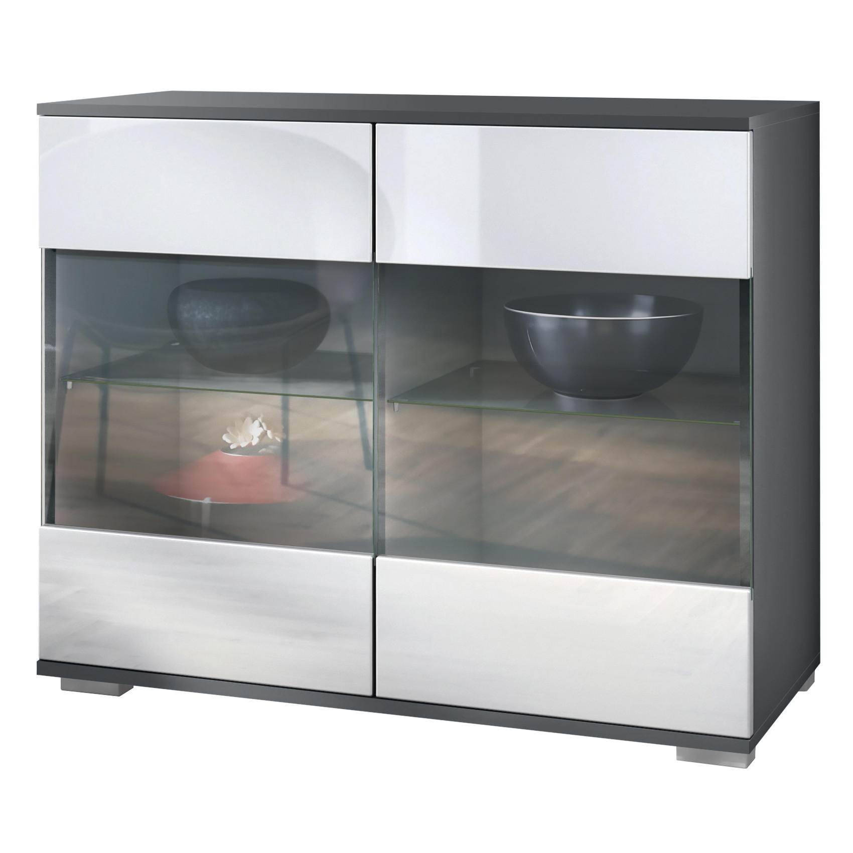 KOMMODE Bari Weiß Hochglanz - Weiß Hochglanz, Holzwerkstoff (92.5/75.5/35cm) - Vladon