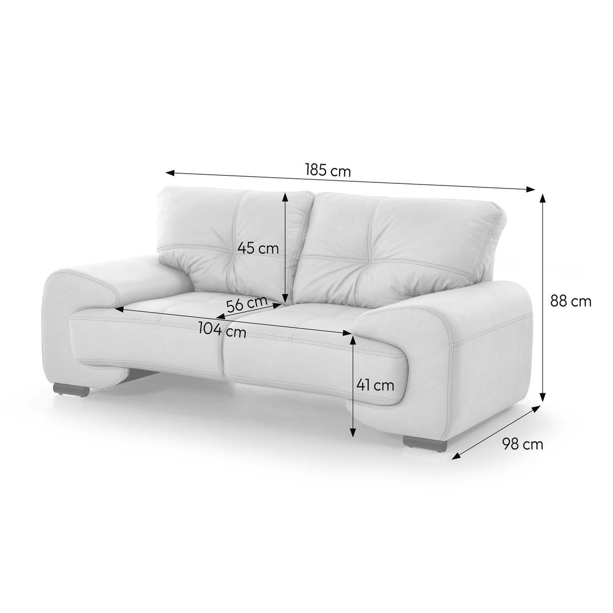 SITZGARNITUR Omega, zwei Sofas und Sessel, aus Kunstleder, Hellgrau - Hellgrau/Schwarz, Leder (225/88/98cm) - Beautysofa