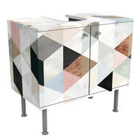 WASCHBECKENUNTERSCHRANK Aquarell-Mosaik mit Dreiecken I 60/55/35 cm - Pastellblau, Holzwerkstoff (60/55/35cm) - Bilderwelten