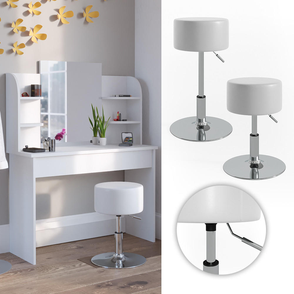 HOCKER Design Weiß 33.5 x 67 cm für Schminktisch - Weiß, Metall (33.5/67/33.5cm) - Vicco
