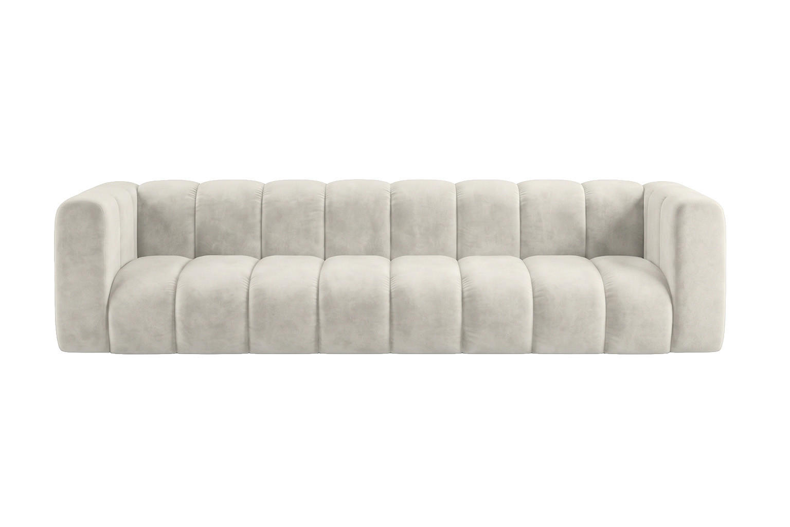 SOFA 4-Sitzer Modulares, Velvet-Stoff Riviera, Ecru, GRAND - Creme, Holz (290/70/89cm) - Kaiser Möbel