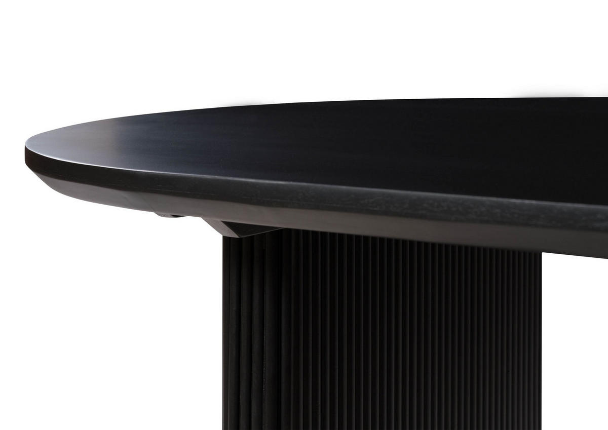 ESSTISCH oval Mango 200x100x76x76 schwarz lackiert BARCELONA #126 - Schwarz, Holz (100/200/76cm) - Massivmoebel24