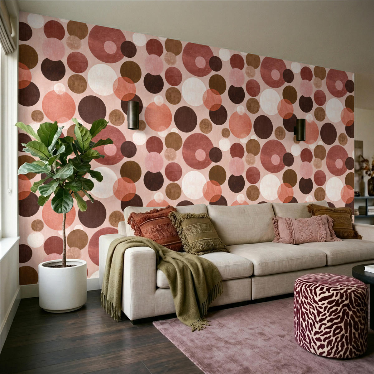 TAPETE - Kreise - Modern - Farbenfroh - 450x280 cm - Multicolor, Papier (450/280cm) - OnlyWow