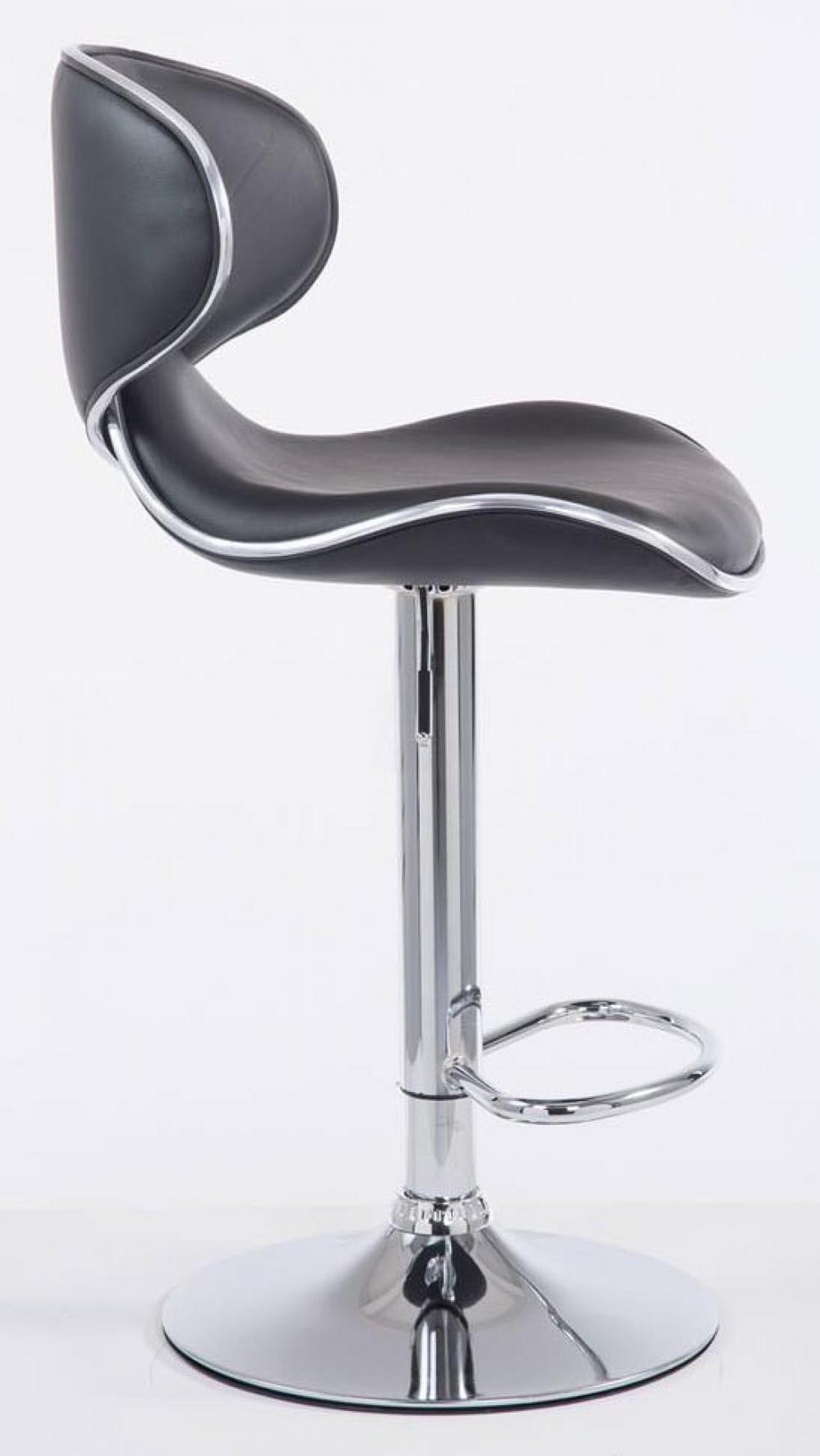 BARHOCKER 2er Set Lederlook schwarz - Chromfarben/Schwarz, Textil/Metall (46/88/49cm) - CLP
