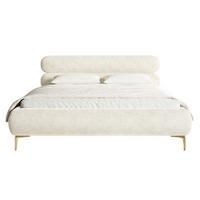 POLSTERBETT Roule Cremeweiß Chenille mit goldenen Metallbeinen und Bettkasten 160 cm - Goldfarben/Creme, Textil/Metall (160/200cm) - Selsey