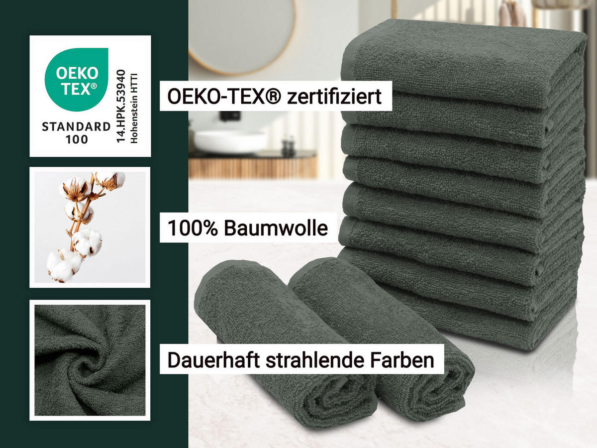 SEIFTÜCHER, 10er-Set, 30x30 cm, 100% Baumwolle, Grau - Anthrazit, Textil (30/30cm) - Zollner