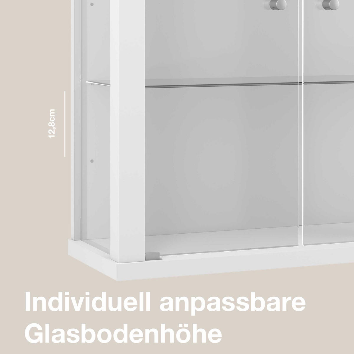 HÄNGEVITRINE 25/60/80 cm mit 2 höhenverstellbaren Glasböden - Transparent/Silberfarben, Glas/Holzwerkstoff (60/80/25cm) - K-Möbel