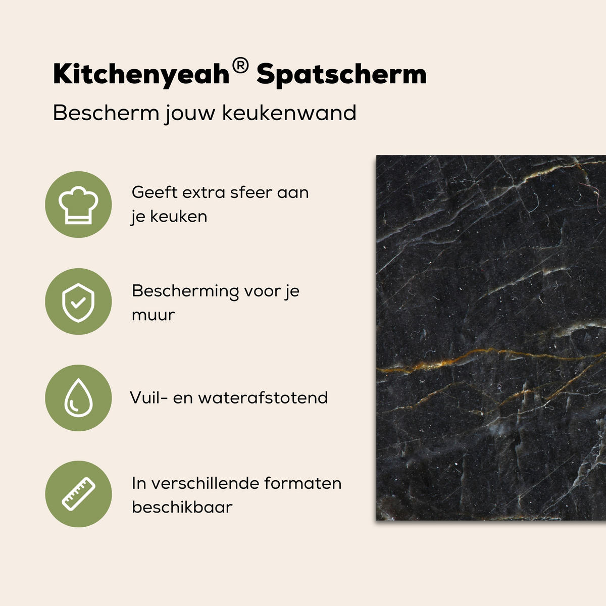 SPRITZSCHUTZ KÜCHE Marmor - Schwarz - Gold - Grau - Marmorstruktur 60x40 cm - Goldfarben, Metall (60/0.3/40cm) - MuchoWow