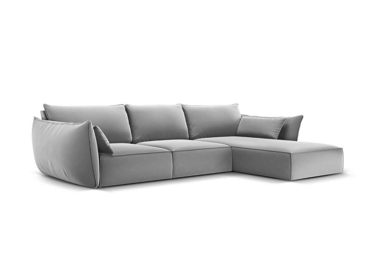 ECKSOFA rechts Kaelle aus Samt grau 4 Sitzplätze - Grau, Textil (171/308cm) - Micadoni
