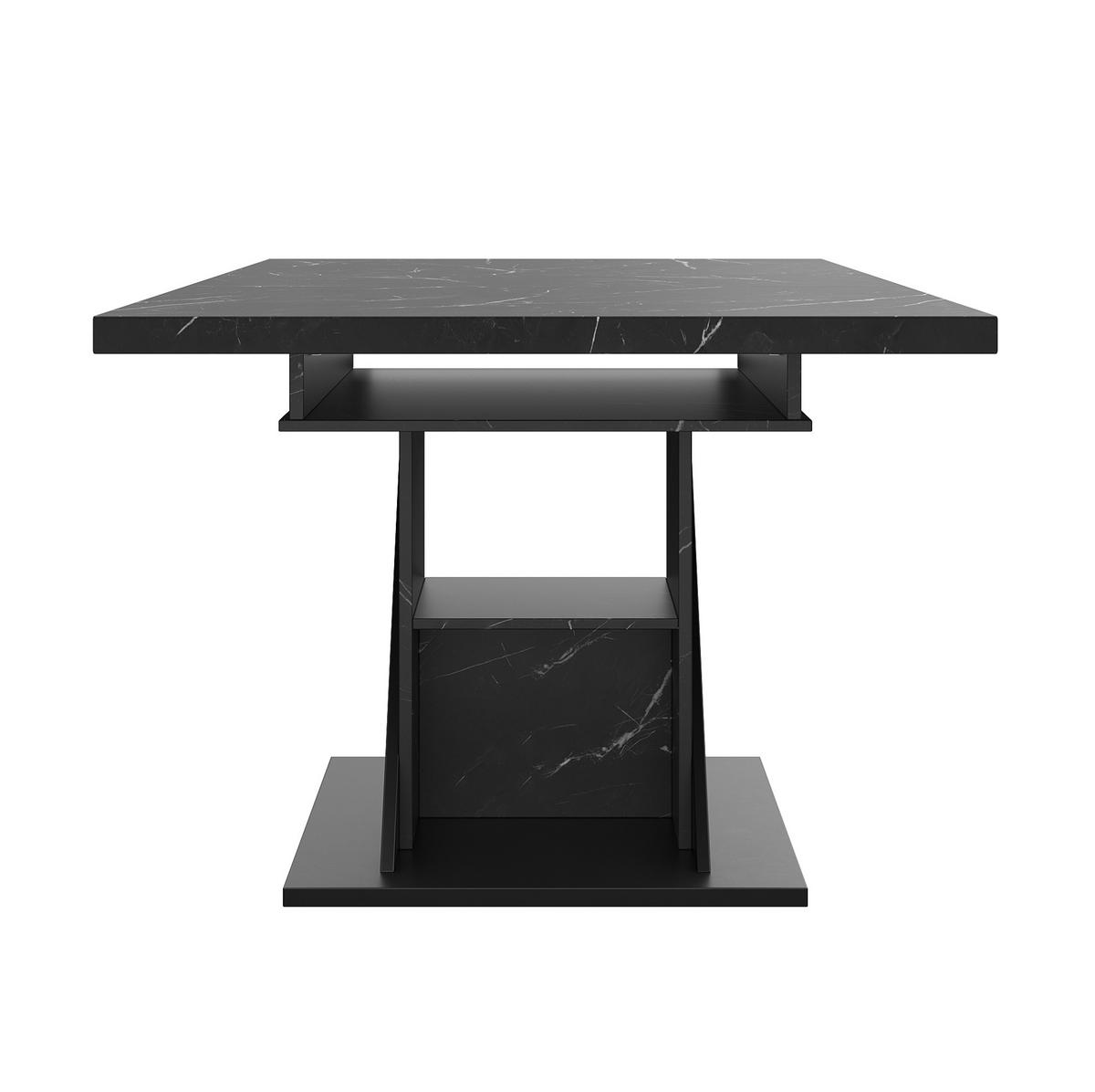 AUSZIEHBARER Esstisch aus MDF, 110-140/80/75 cm, Schwarz, mit Metallgestell - Schwarz, Holzwerkstoff (110/80/75cm) - Redom