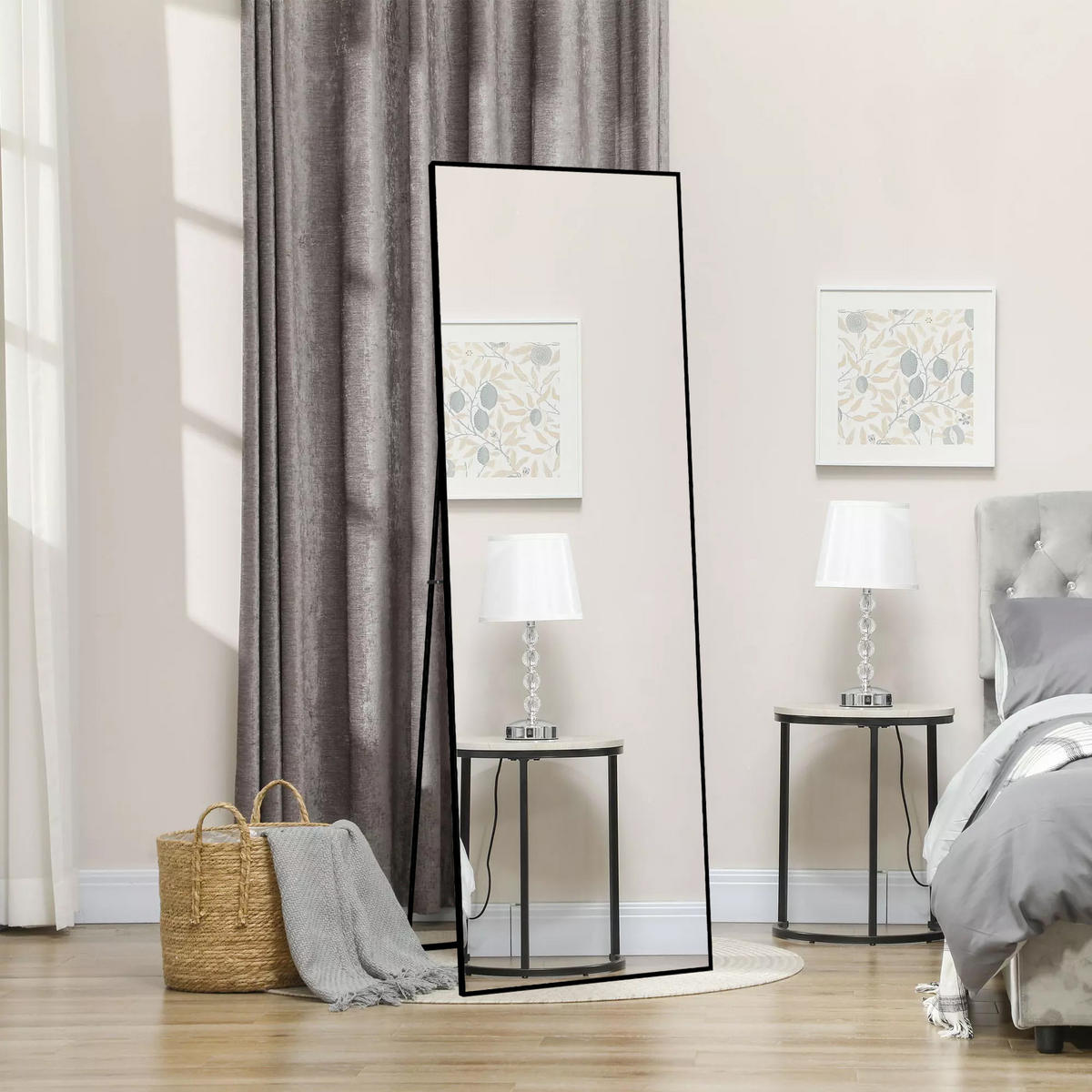 STANDSPIEGEL 177x77 cm Metallrahmen rechteckig schwarz - Schwarz, Holz (77/177/3cm) - LEBENLANG