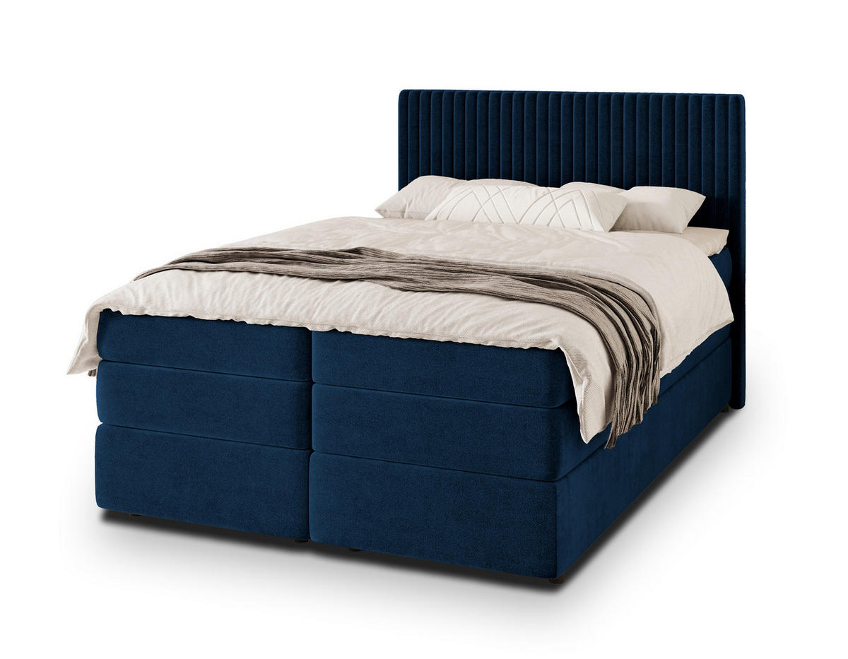 POSTEL BOXSPRING FELBIO 160x200 cm, s matrací a úložným prostorem, modrá - modrá, kompozitní dřevo/textil (160/200cm) - MASSENO