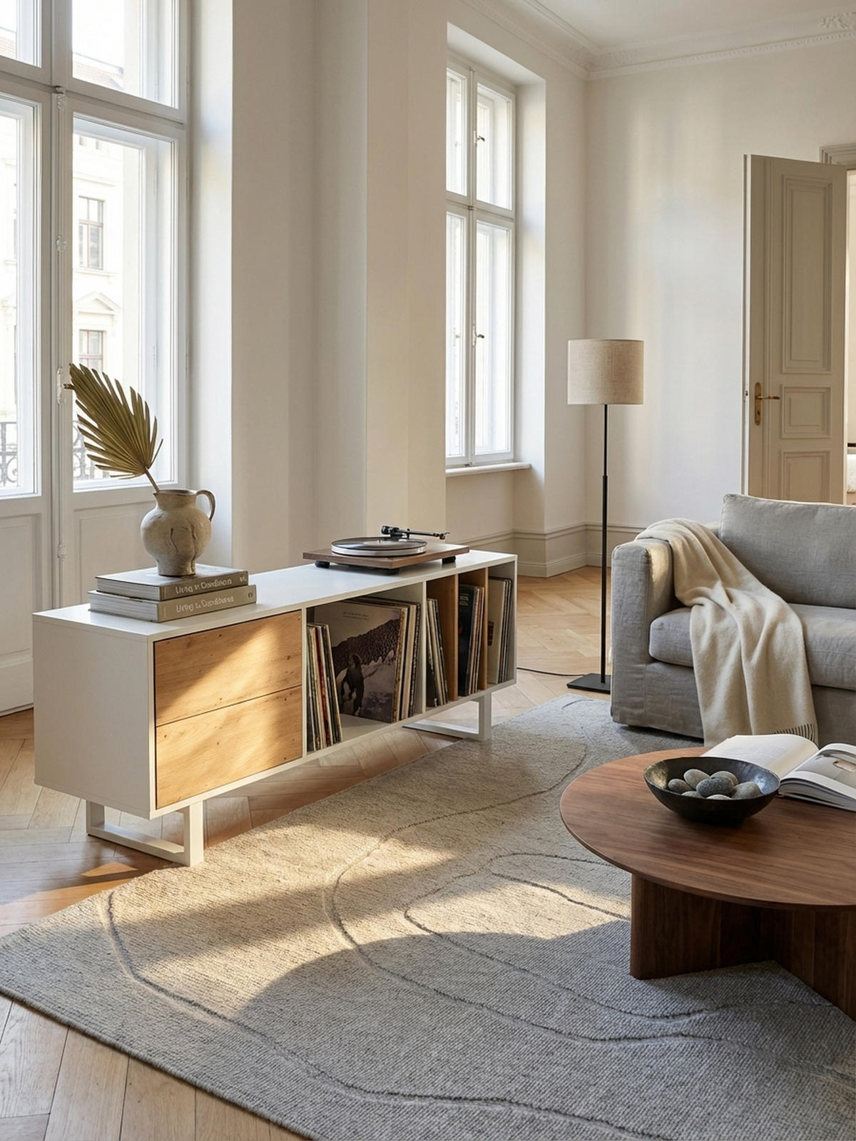 TV-LOWBOARD mit Eiche-Dekor, Schubladen und offenes Regal, modern, Weiß 150x40x55 cm - Weiß, Holzwerkstoff/Metall (150/55/40cm) - KADIMA DESIGN