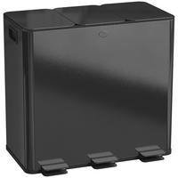 MÜLLTRENNSYSTEM 3 FÄCHER 60L 61,9/36,6/56,7 cm Edelstahl Schwarz Treteimer - Schwarz, Metall (36.6/56.7/61.9cm) - Rolipo