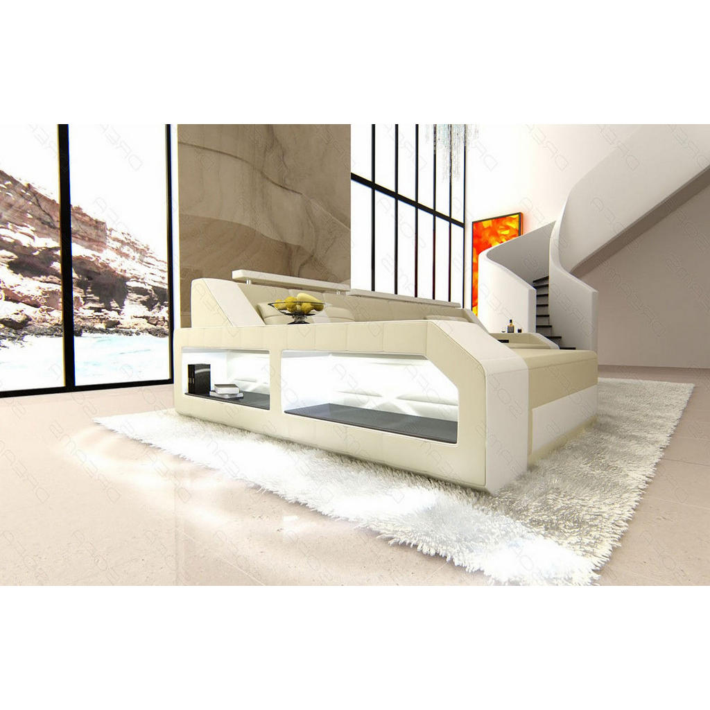 Thumbnail - Sofa Dreams Ecksofa, Beige, Weiß, Leder, L-Form, Ottomane links,L-Form, 308x194 cm, Wohnzimmer, Sofas & Couches, Wohnlan...